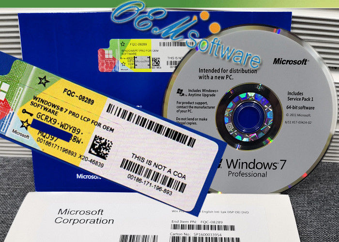 Computer Windows 7 Professional Box Oem Pack Oem Key Hologram COA Sticker DVD