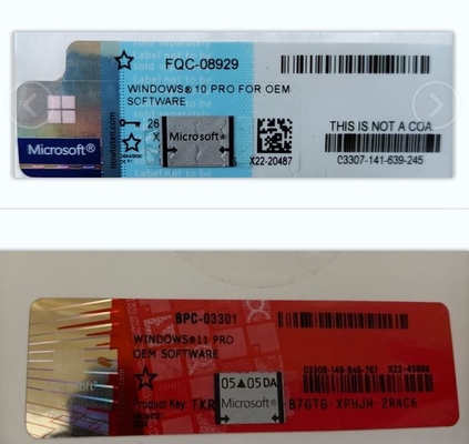 Oem Microsoft Windows10 Professional License Key Pro / Home Coa Sticker